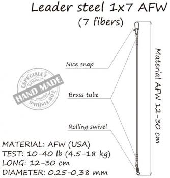 L.O. Stahlvorfach 1x7 - 25cm ?0,28mm 6,8kg