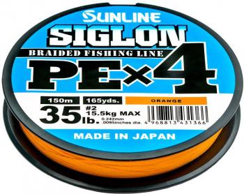 Sunline Siglon PE X4 - 150m - Orange - PE1.5 - 25lb - 11,3kg