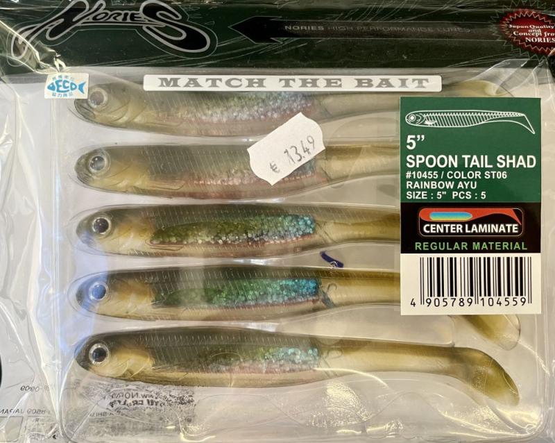 5" Nories Spoon Tail Shad - Rainbow Ayu